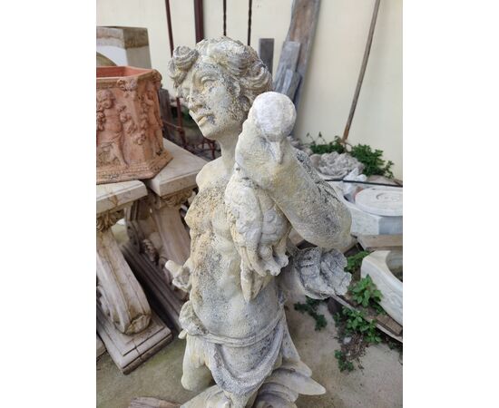 Magnifica scultura in pietra di Vicenza - Giovane cacciatore - H 110 cm