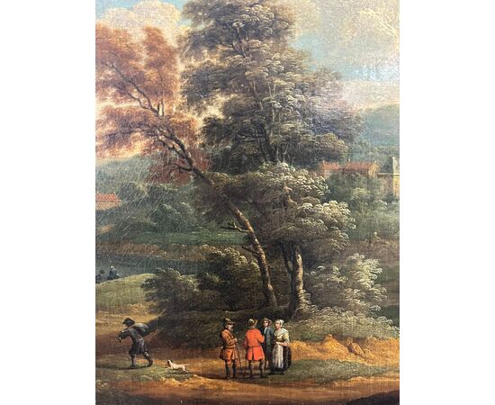 Anonimo del XVIII secolo,  a) b) "Paesaggio con figure"