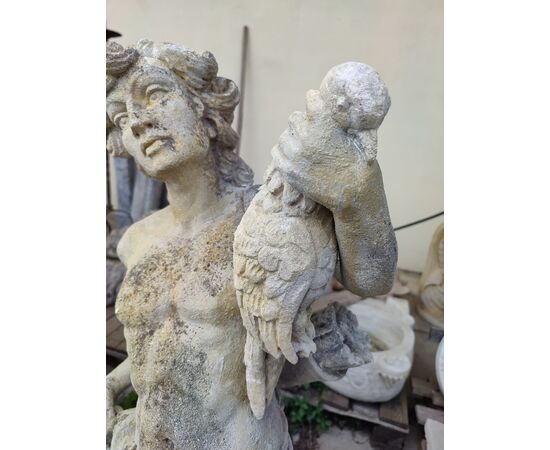 Magnifica scultura in pietra di Vicenza - Giovane cacciatore - H 110 cm