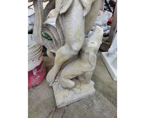 Magnifica scultura in pietra di Vicenza - Giovane cacciatore - H 110 cm