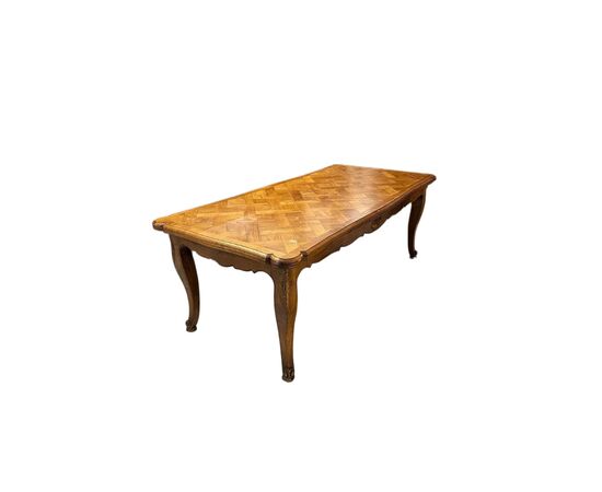 Tavolo Provenzale Con piano Parquettato di Fine 1800 in legno di ciliegio allungabile