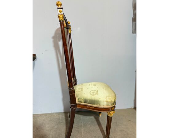 Sedia/poltrona, Primo Impero, '800 con delfini, 121x53x45 cm