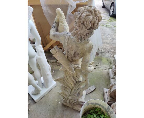 Magnifica scultura in pietra di Vicenza - Giovane cacciatore - H 110 cm