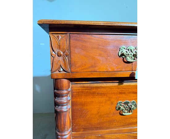Antico comò cassettone Giorgio III, inglese in mogano, fine '800, 101x105x55 cm