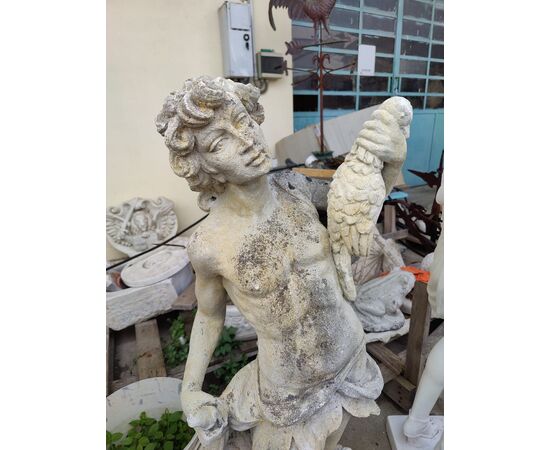 Magnifica scultura in pietra di Vicenza - Giovane cacciatore - H 110 cm