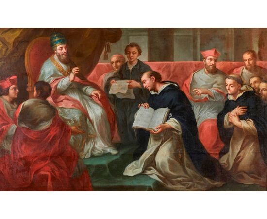 Papa Onorio III° approva la regola di Santa Dominica,  Nord Italia,  XVIII° secolo