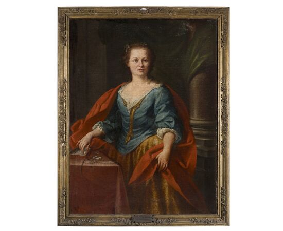 Anonimo del XVIII secolo, "Ritratto di Eleonora Cambiaghi moglie di Ferdinando Orsi con mantello rosso"