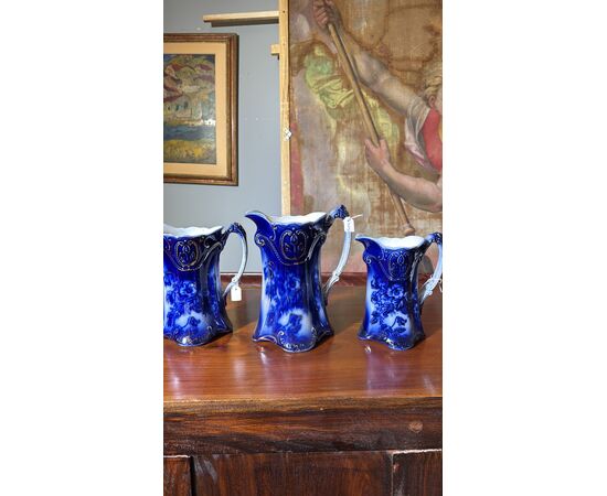 Tre brocche caraffe inglesi PANSY PATTERN BY BROWN & STEVENTON ENGLAND-CIRCA ì, fine '800, porcellana!