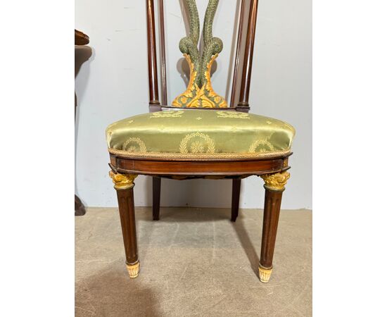 Sedia/poltrona, Primo Impero, '800 con delfini, 121x53x45 cm