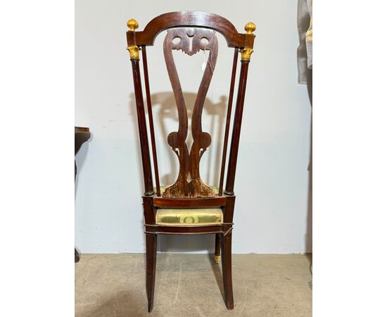 Sedia/poltrona, Primo Impero, '800 con delfini, 121x53x45 cm