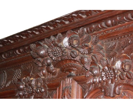 Armadio 2 Porte Riccamente Intagliato in legno di rovere Provenzale Normandia XVIII secolo