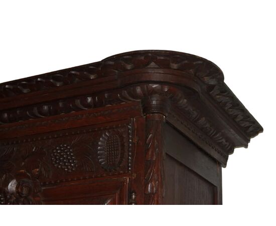 Armadio 2 Porte Riccamente Intagliato in legno di rovere Provenzale Normandia XVIII secolo