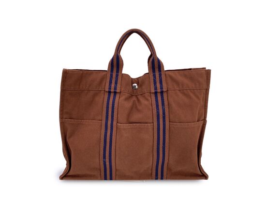 HERMES Borsa Shopper Vintage in Tela Col. Marrone Fourre-Tout M