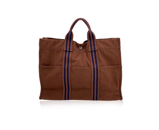HERMES Borsa Shopper Vintage in Tela Col. Marrone Fourre-Tout M