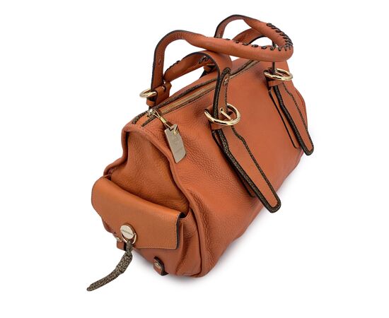 BORBONESE Borsa a Mano in Pelle Col. Arancione M