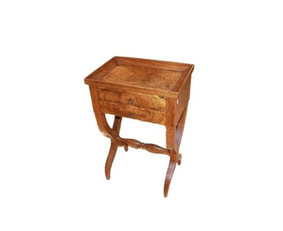 Tavolino da Lavoro Con Piano A Vassoio Francese In Legno di Noce 1800