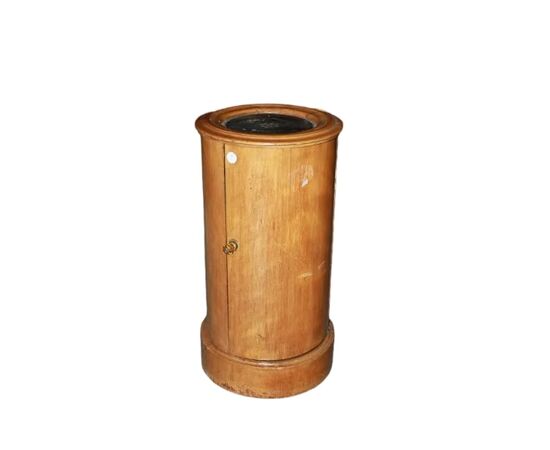 Mobiletto Comodino A Cilindro Francese in Legno di Mogano Biondo 1800