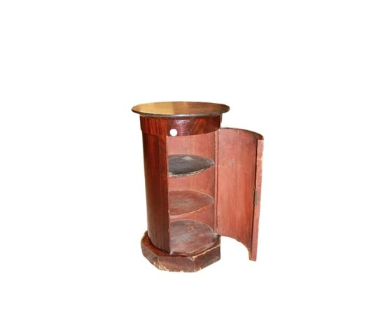 Mobiletto Tavolino a Cilindro con Piano in Marmo Francese del 1800 in mogano