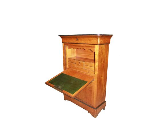 Secretaire del 1800 Stile Impero In Noce Con Marmo Nero Francia XIX secolo