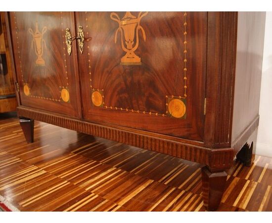 Secretaire olandese Impero di fine 1700 in piuma di mogano 