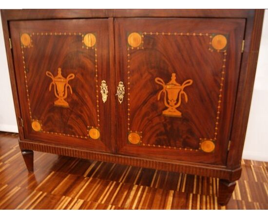 Secretaire olandese Impero di fine 1700 in piuma di mogano 