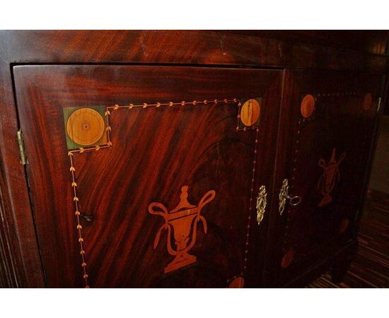 Secretaire olandese Impero di fine 1700 in piuma di mogano 