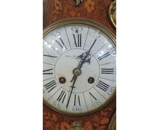 OROLOGIO INTARSIATO CON BRONZI PRIMI DEL XIX SECOLO