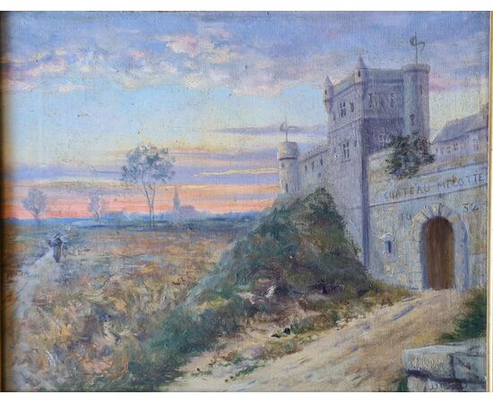 - Leon Jamin 1913. “Paesaggio con castello al tramonto”. 