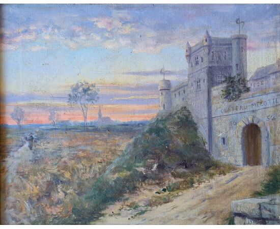 - Leon Jamin 1913. “Paesaggio con castello al tramonto”. 