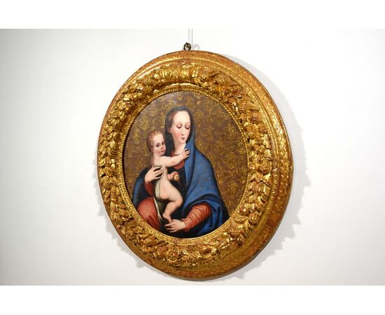 Madonna della purità, pittore del XVII secolo attivo in centro Italia, olio su tavola