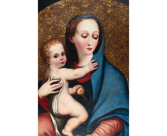 Madonna della purità, pittore del XVII secolo attivo in centro Italia, olio su tavola