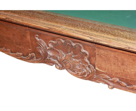 Tavolo Scrivania Con Piano in Pelle in Legno di Rovere Stile Provenzale 1800
