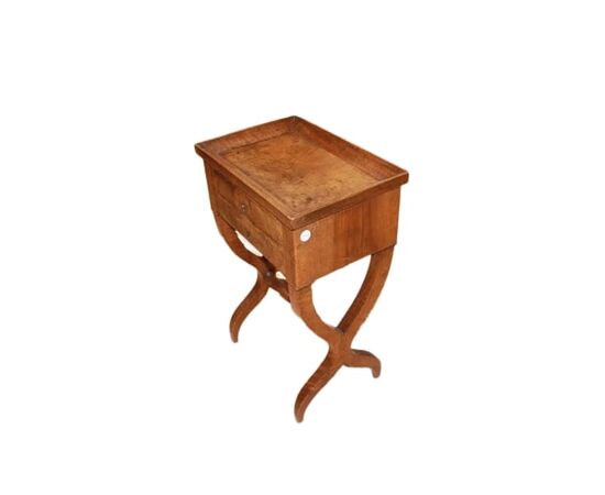 Tavolino da Lavoro Con Piano A Vassoio Francese In Legno di Noce 1800