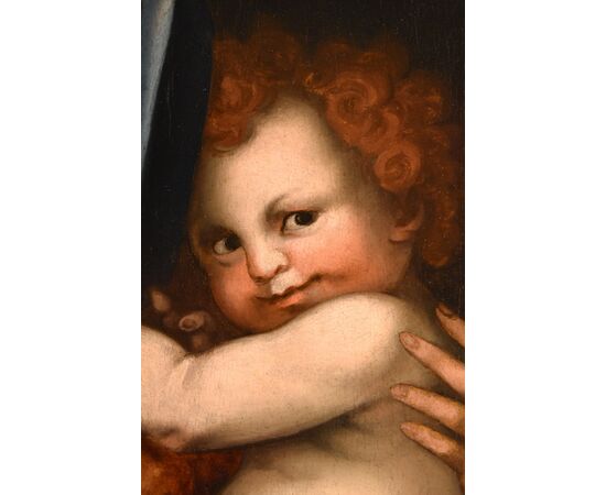 Madonna con bambino, Bottega di Andrea del Sarto, pseudonimo di Andrea d'Agnolo di Francesco (Firenze 1486 - 1530) Attribuibile a Jacopo di Giovanni di Francesco, detto Jacone (Firenze, 1492 - 1554)