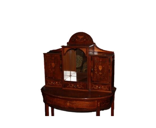 Piccola Consolle Cabinet Inglese del 1800 Stile Sheraton in Satinwood