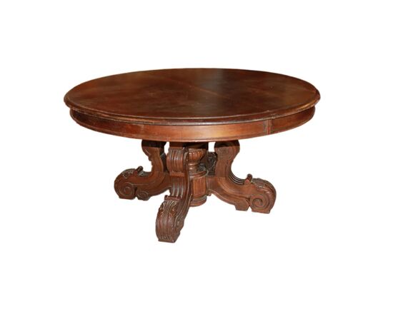 Tavolo Ovale Allungabile Stile Luigi Filippo in Legno di Noce del 1800