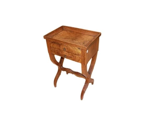 Tavolino da Lavoro Con Piano A Vassoio Francese In Legno di Noce 1800