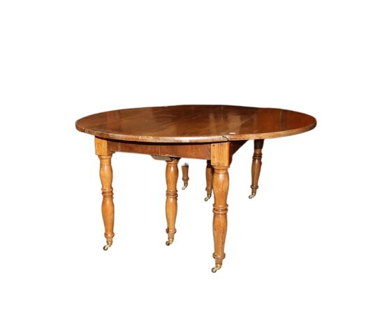 Tavolo Circolare Allungabile Con Alette Francese del 1800