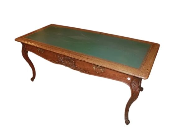 Tavolo Scrivania Con Piano in Pelle in Legno di Rovere Stile Provenzale 1800
