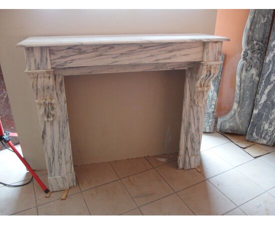 CAMINO BIANCO CARRARA CON STRIATURE NEO CLASSICO FRANCIA  cm L120xP35xH105 