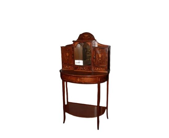 Piccola Consolle Cabinet Inglese del 1800 Stile Sheraton in Satinwood