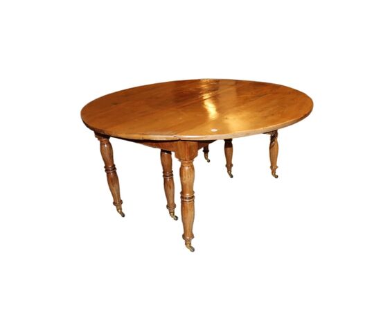 Tavolo Circolare Allungabile Con Alette Francese del 1800
