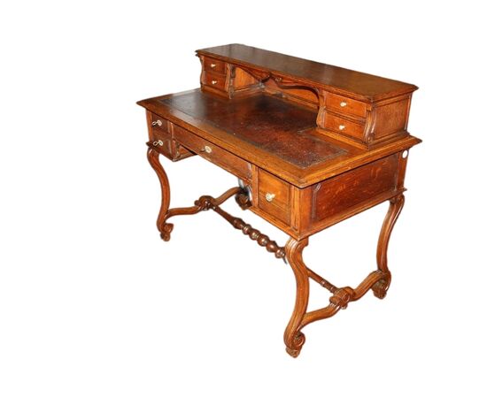 Scrittoio Rustico di inizio 1800 Francese In Legno di Rovere