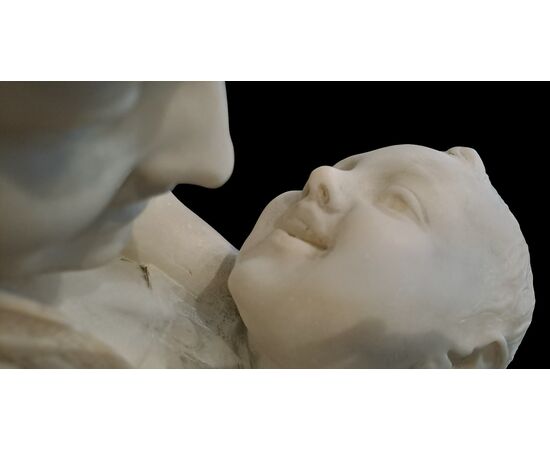 " AMORE MATERNO " - SCULTURA IN ALABASTRO - EMILIO FIASCHI (1858 - 1941)
