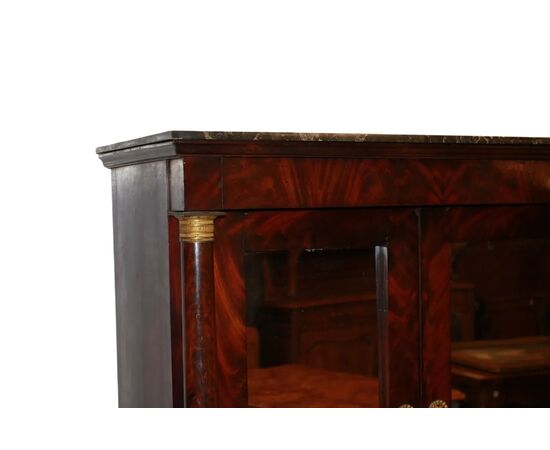Cabinet Francese di Metà 1800 stile Impero in mogano e piuma di mogano