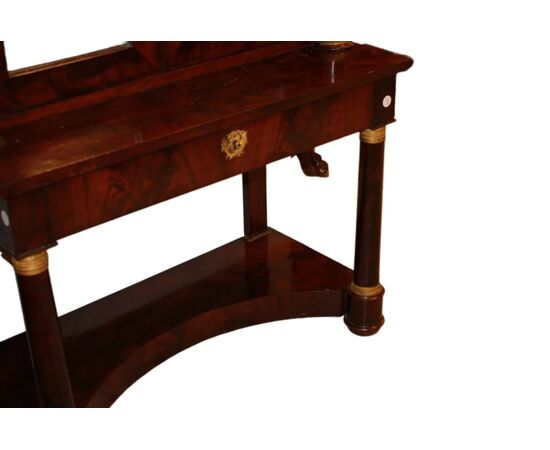 Cabinet Francese di Metà 1800 stile Impero in mogano e piuma di mogano