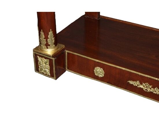 Bellissima Consolle Francese Stile Impero del 1800 in mogano con bronzi