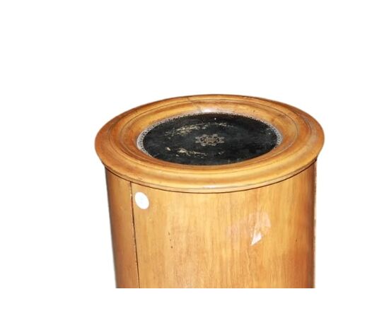 Mobiletto Comodino A Cilindro Francese in Legno di Mogano Biondo 1800