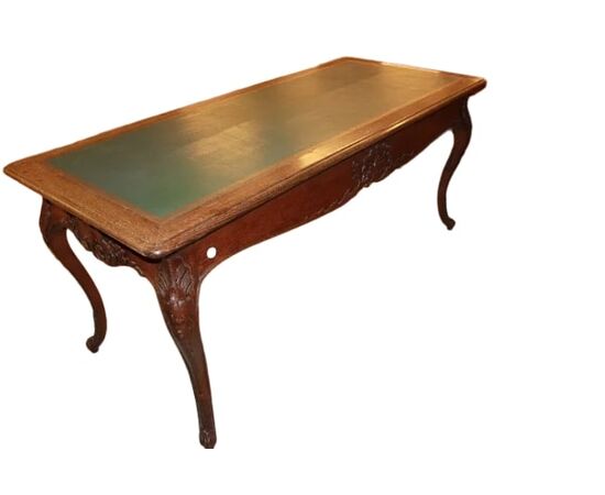 Tavolo Scrivania Con Piano in Pelle in Legno di Rovere Stile Provenzale 1800