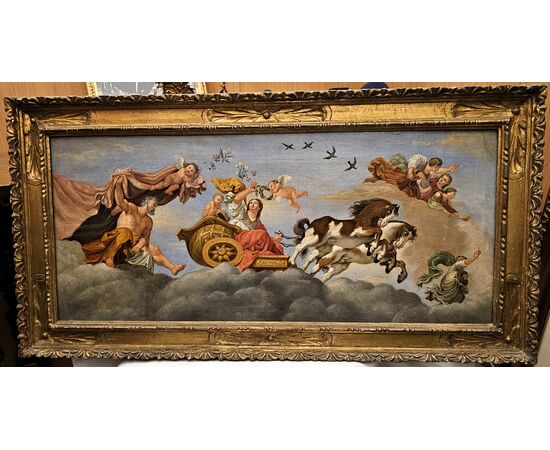 Raffigurante "l'Aurora" Olio su tela. Misure cm h. 43x85